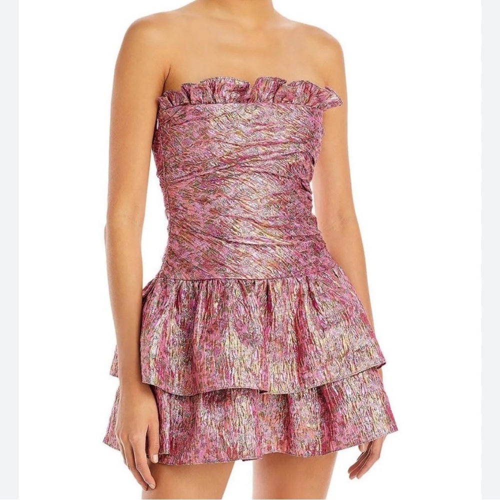 LoveShackFancy Acelin Metallic Mini Dress Size 4 - Picture 2 of 10